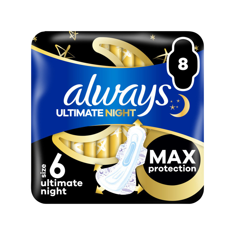 Always Ultimate Night Size 6 Tiibadega Hügieenisidemed, 8 tk