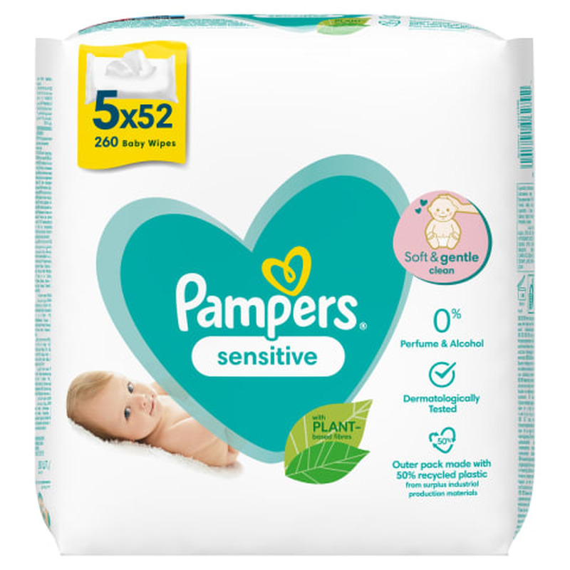 Salvrätikud Pampers Sensitive 5x52tk