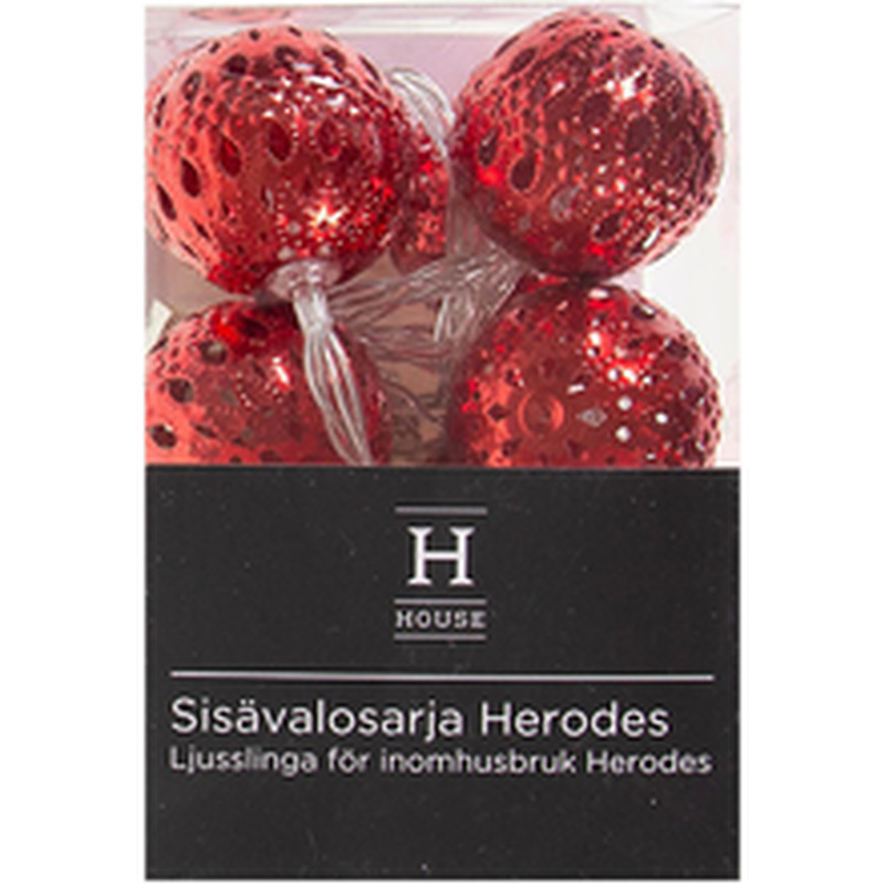 Valguskett Herodes 10LED, punane, sise