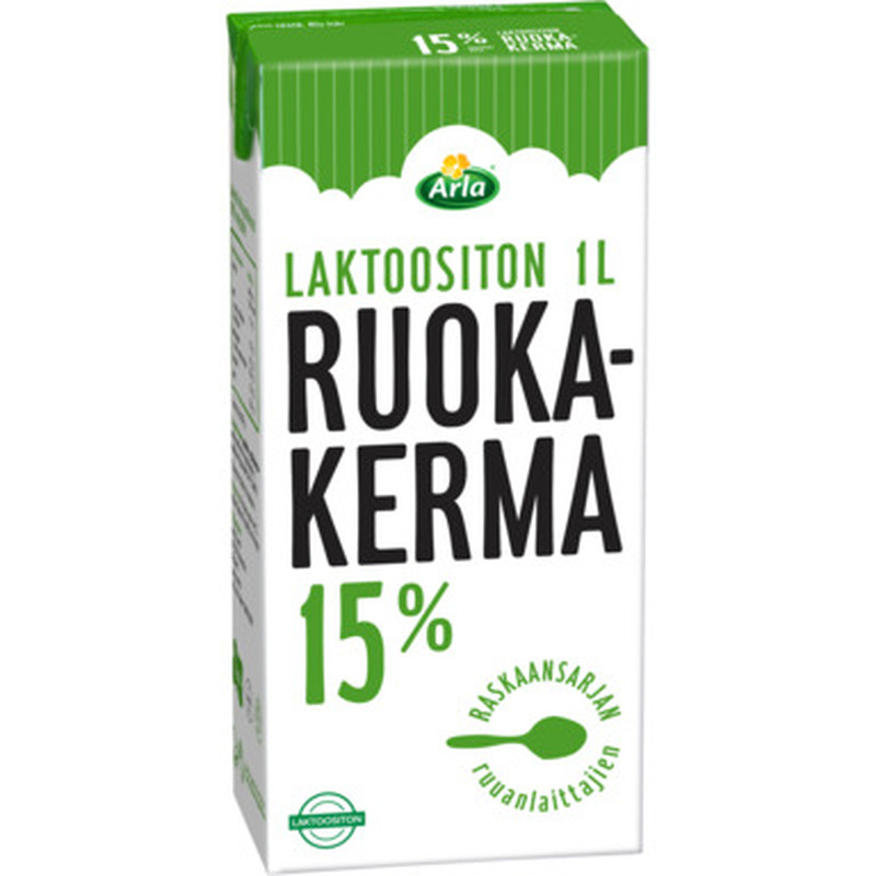 ARLA Köögikreem 15% 1l (kõrgkuumutatud, laktoosivaba)