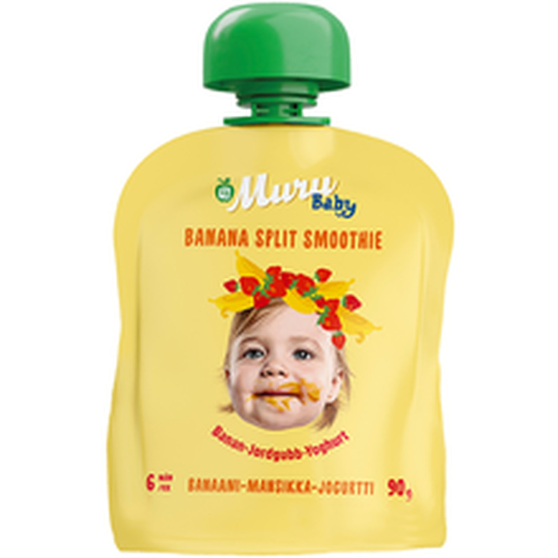 Muru Baby banaanimagustoidu smuuti mango-maasika-jogurti mahe 6k 90g