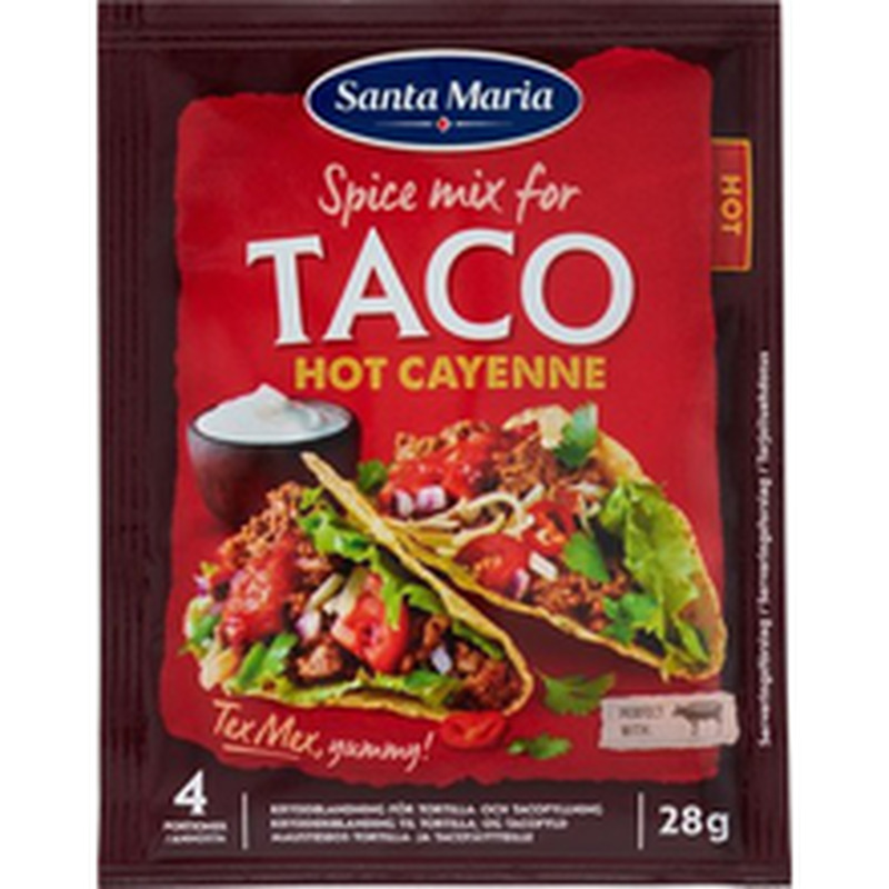 Santa Maria Taco Hot Cayenne Spice Mix, maitseainesegu tortilja- jatakotäidistele, 28 g