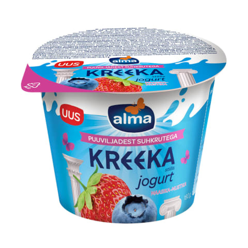 Kreeka stiilis jogurt maasika-mustika Alma puuviljadest suhkrutega 180g