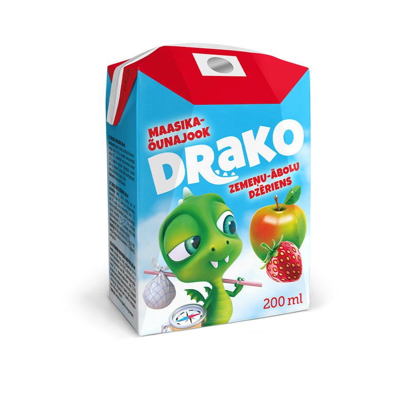 Maasika-õunajook kõrrega Drako, PÕLTSAMAA, 200 ml