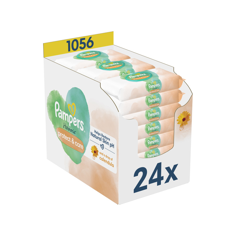 Pampers Harmonie Protect & Care Niisked Beebisalvrätid, 24 Pakki, 1056 Niisket Salvrätikut