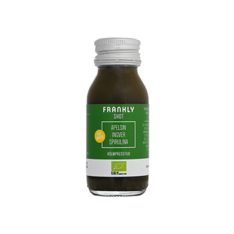 Apelsini, ingveri, spirulina shot, FRANKLY, 60 ml