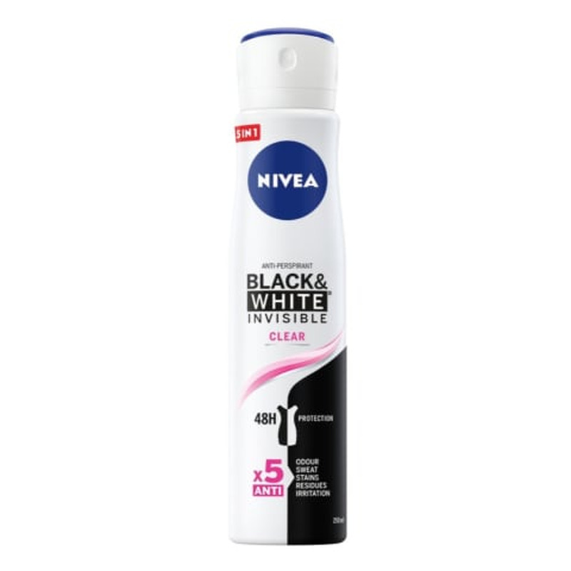 Deodorant Invisible Black & White, NIVEA, 250 ml