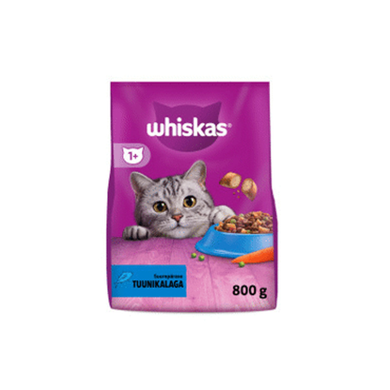 Kuiv kassisööt WHISKAS 1a.+tuunikala800g