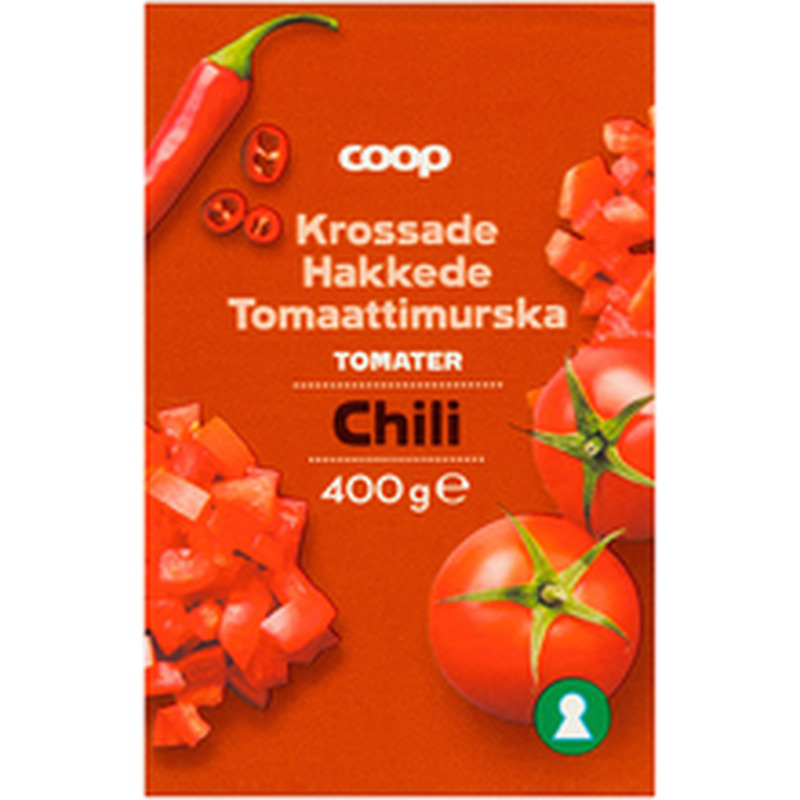 Coop hakitud tomatid tšilliga 400g