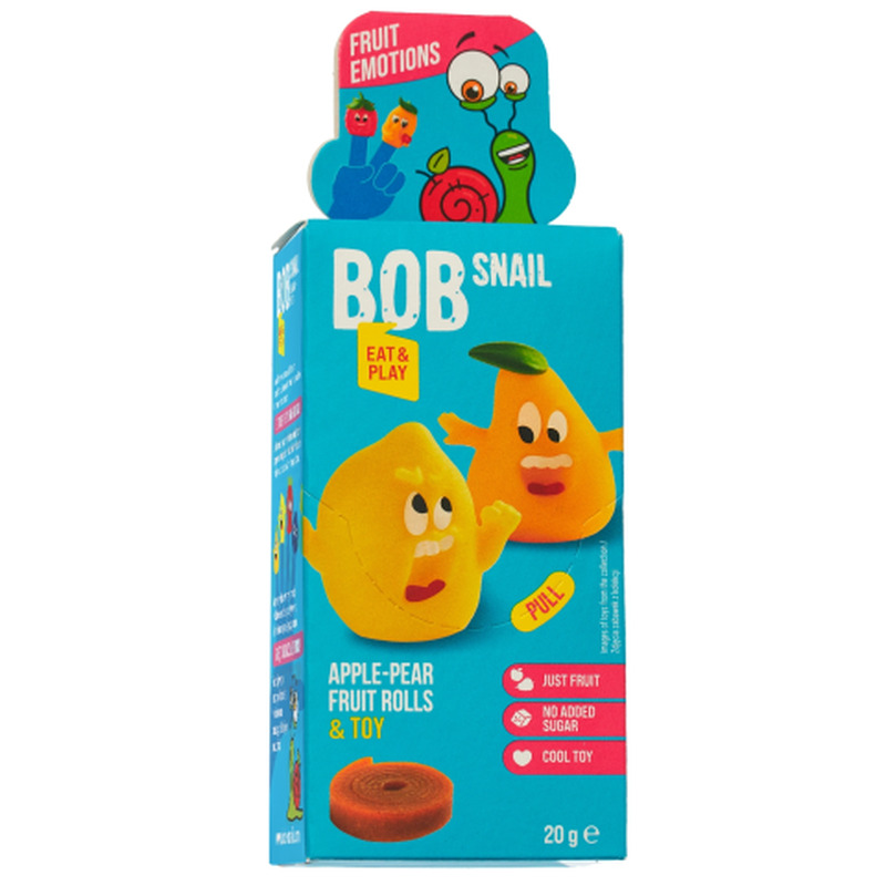 Puuviljarull Bob Snail õun-pirn mänguasjaga 20g