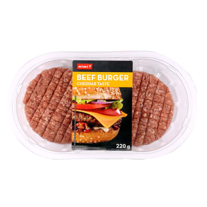 Veiselihast burgeripihvid Cheddar juustuga Rimi 220g