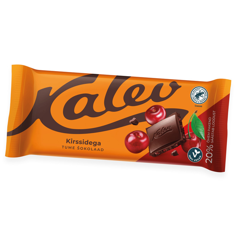 Tume šokolaad kirssidega, KALEV, 100 g