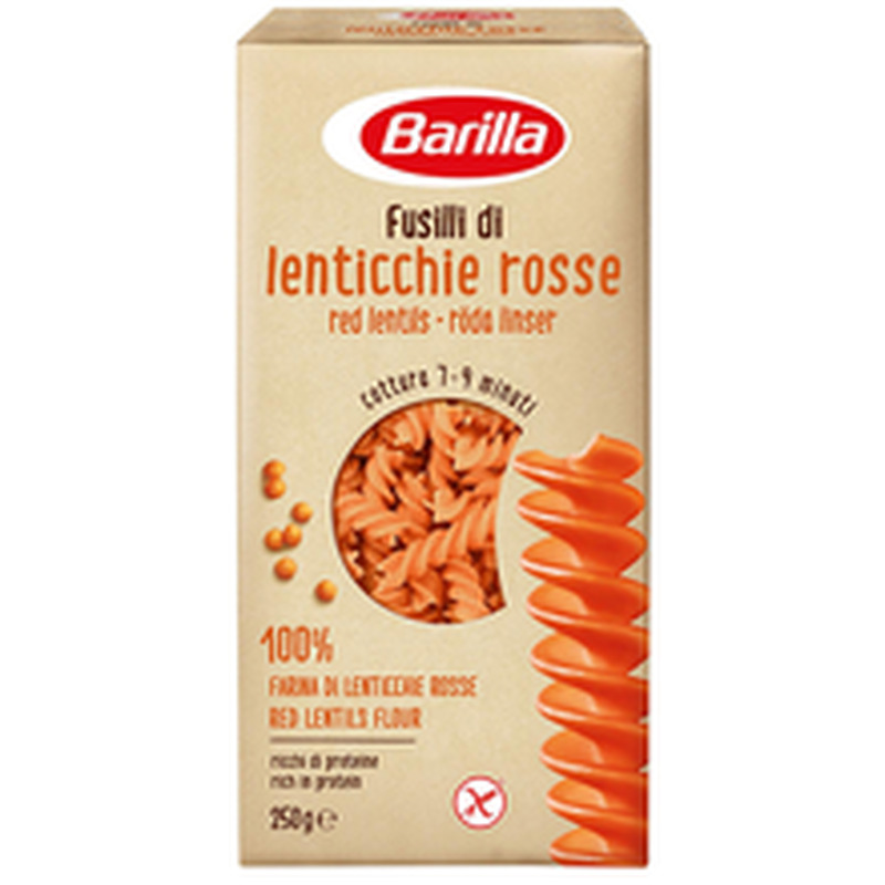 Barilla fusilli punastest läätsedest pasta 250 g