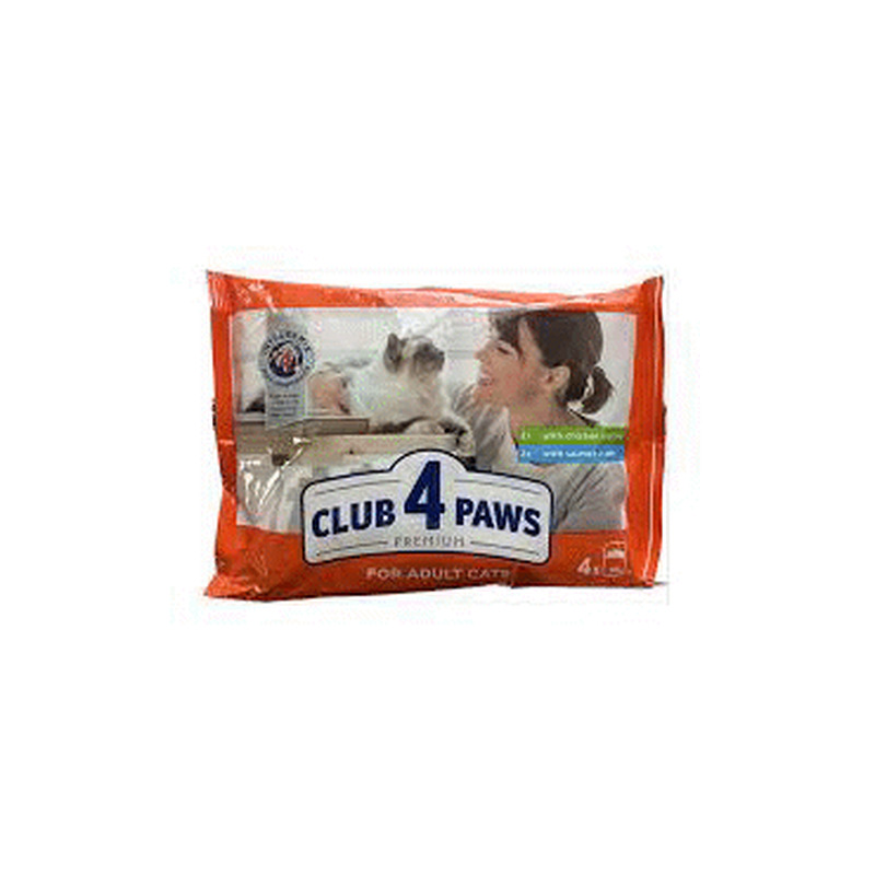 Kassitoit CLUB 4 PAWS kana-lõhe 4x85g