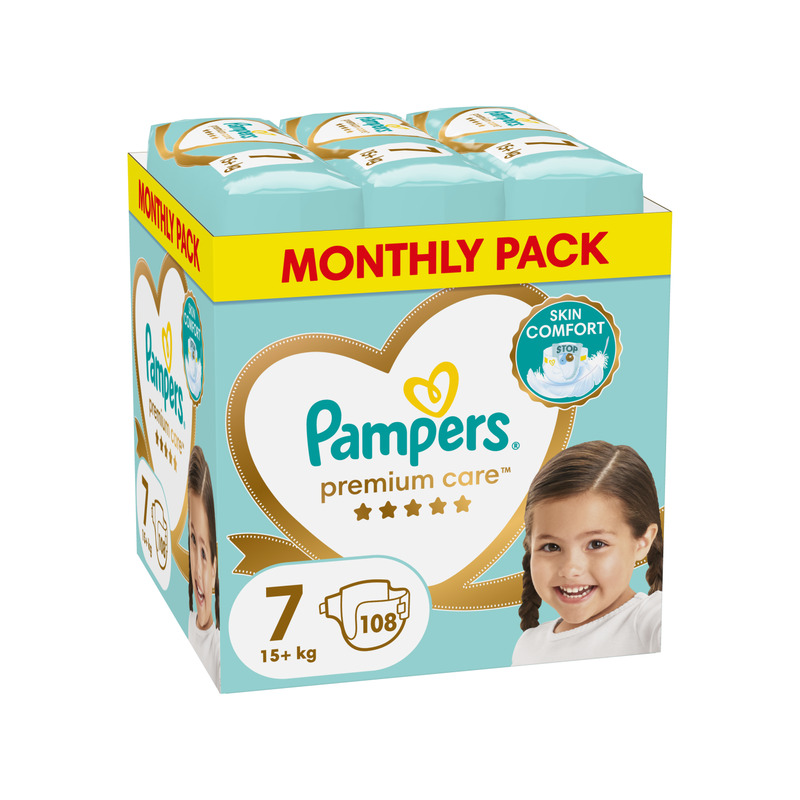 Pampers Premium Care Teipmähkmed, Suurus 7, 108 Mähet, 15+ kg