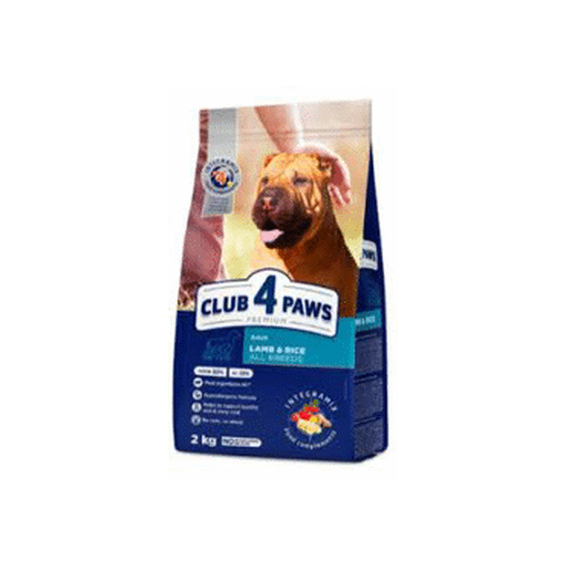 Koera kuivtoit CLUB 4 PAWS lamb-riis2kg