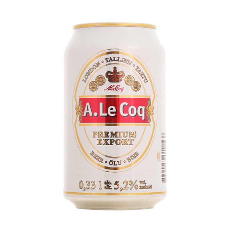 Õlu A. Le Coq Premium Export 5,2%vol 0,33l purk