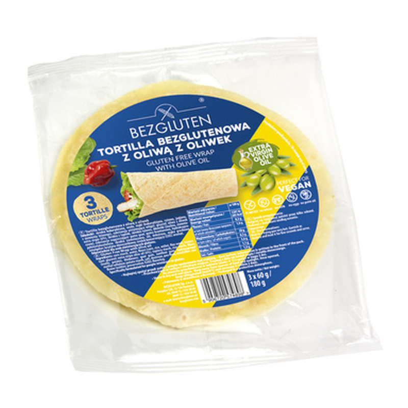 BEZGLUTEN Tortilla oliiviõliga 180g (3*60g, gluteenivaba)