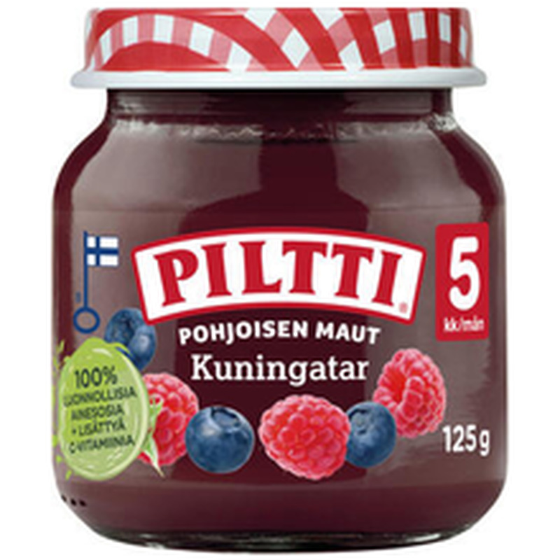 Piltti mustika-vaarika püree 125 g, alates 5-elukuust