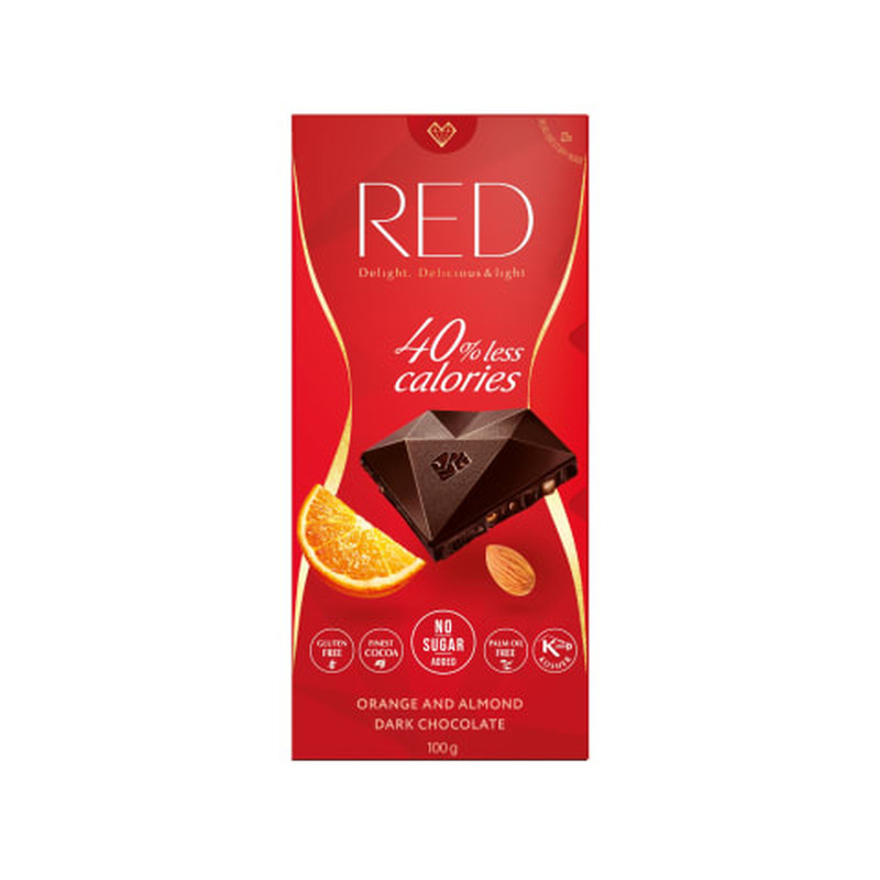 Šokolaad tume vähendatud kalorisisaldusega apelsini RED Delight 100g