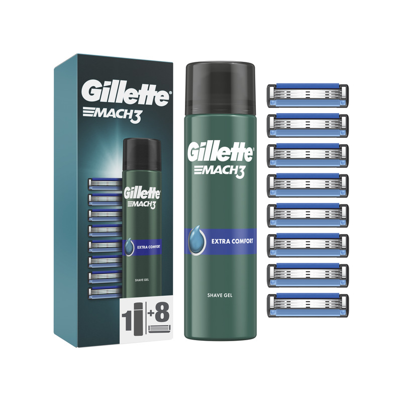 Gillette Mach3 Raseerija Terad, 8 tk + Mach3 geel 200ml