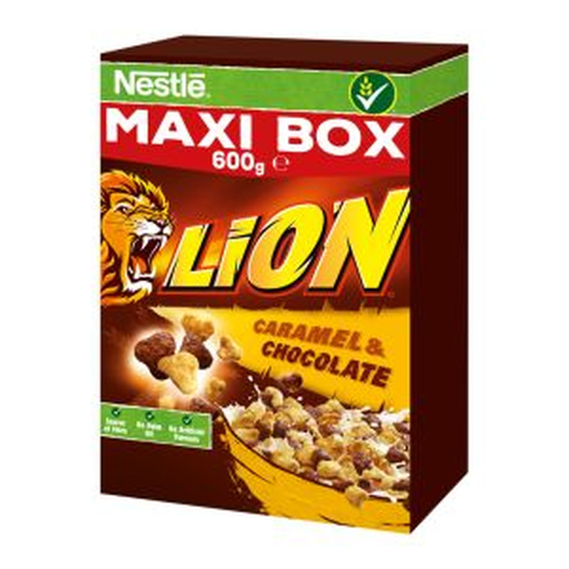 Teraviljahelbed šokolaadi ja karamelliga Lion, NESTLÉ, 600 g