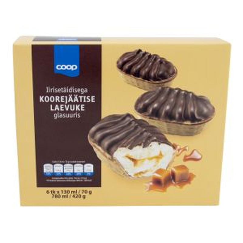 Coop Koorejäätis iirisetäidis 6*130ml/70g laevuke