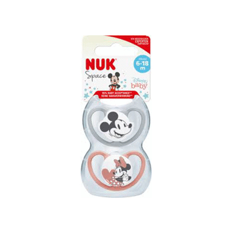 Silikoonlutt NUK Space Mickey 6-18k,2tk