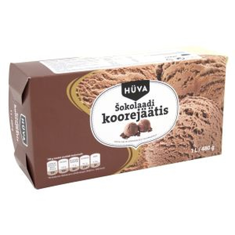 Hüva šokolaadi-koorejäätis 1L/480g