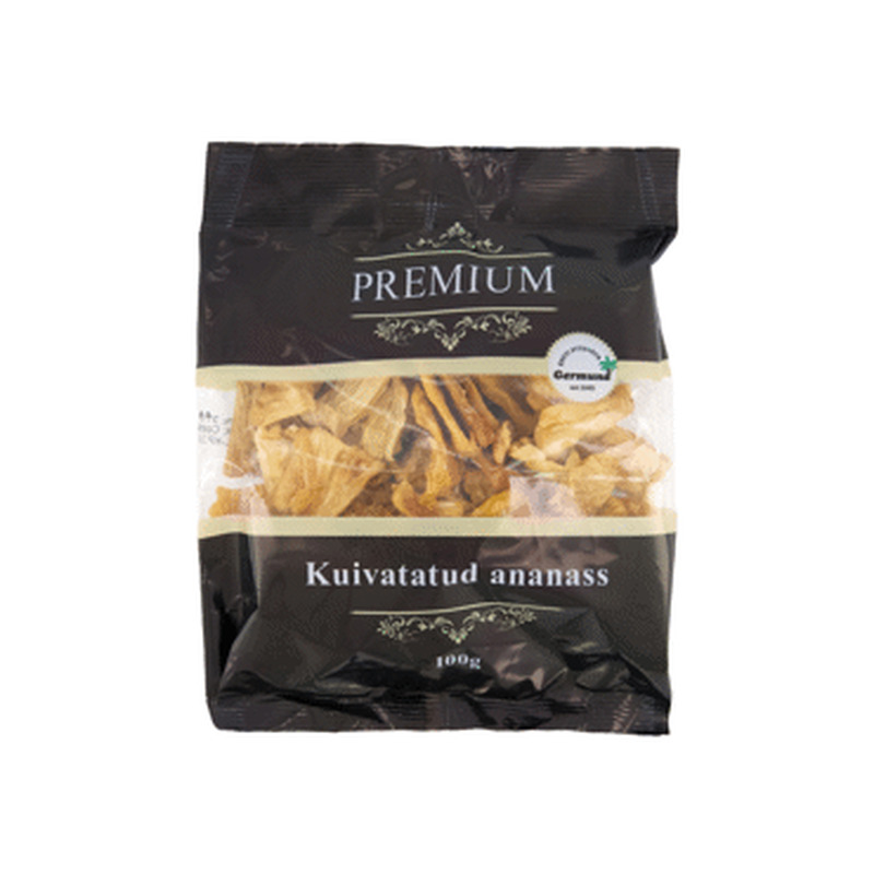 Kuivatatud ananass (suhkruvaba), PREMIUM, 100g