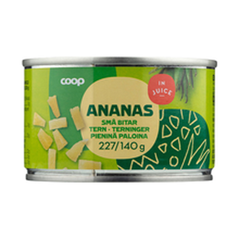 Coop väikesed ananassitükid ananassimahlas 227/140g