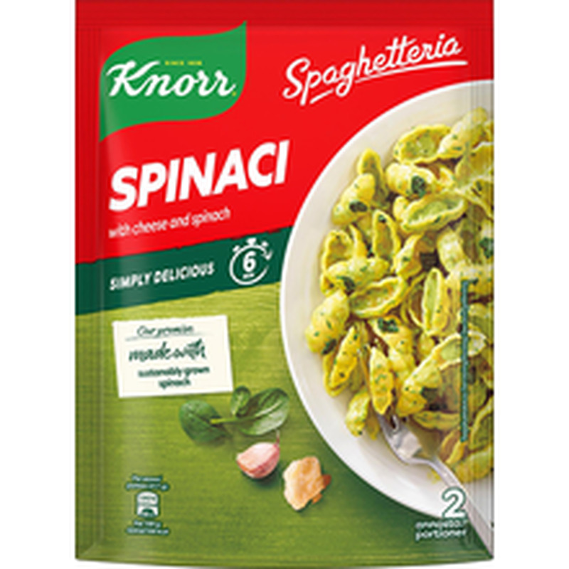 Knorr Spaghetteria Spinaci pastaroog spinatiga, 160 g