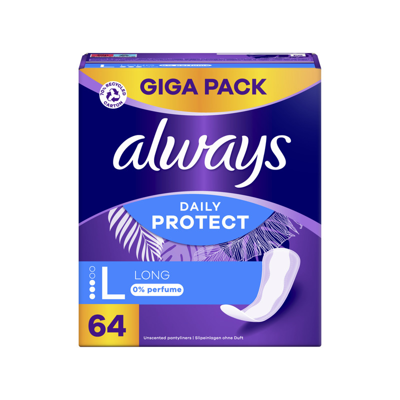 Always Daily Protect Long Pesukaitsmed, 0% Lõhnaaineid, 64 tk