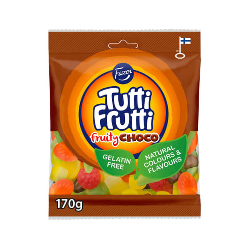 Kummikommid Fazer Tutti Frutti Choco 170g