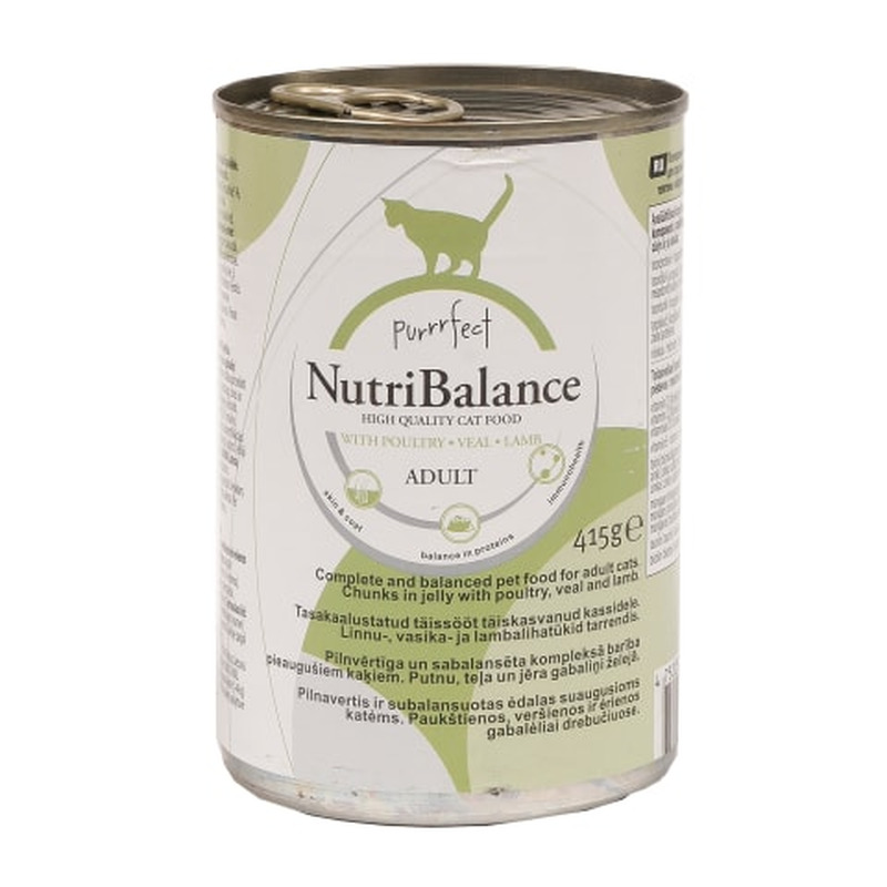 Kassisööt Nutribalance linnu, vasika ja lambalihaga 415g