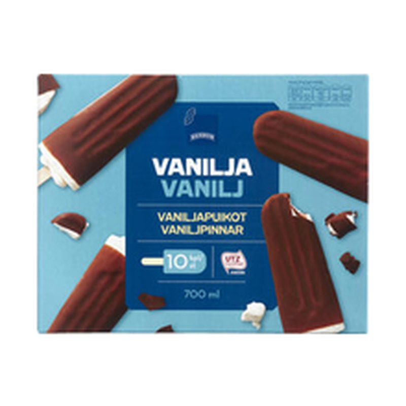 Vanillijäätis šokolaadimaitselise glasuuriga, 10 x 70 ml