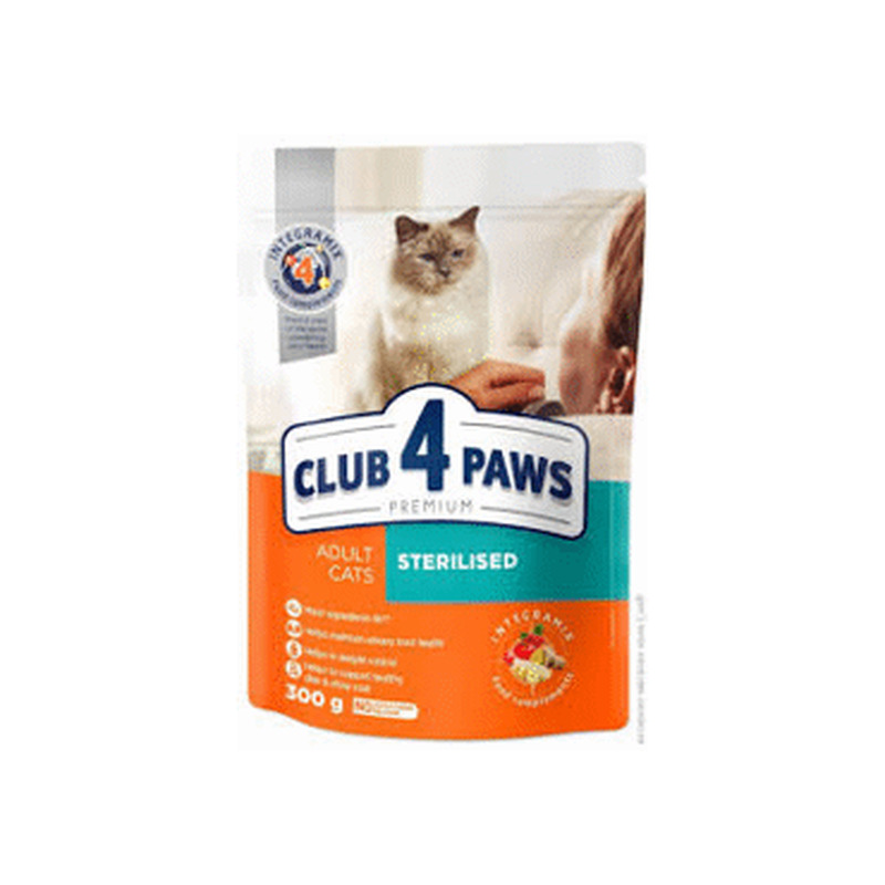 Steril. kassi kuivt.CLUB 4 PAWS kana300g