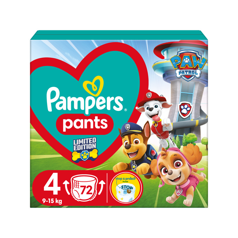 Püksmähkmed GP+ S4 Paw Patrol, 9-15kg, PAMPERS, 9-15kg/72tk