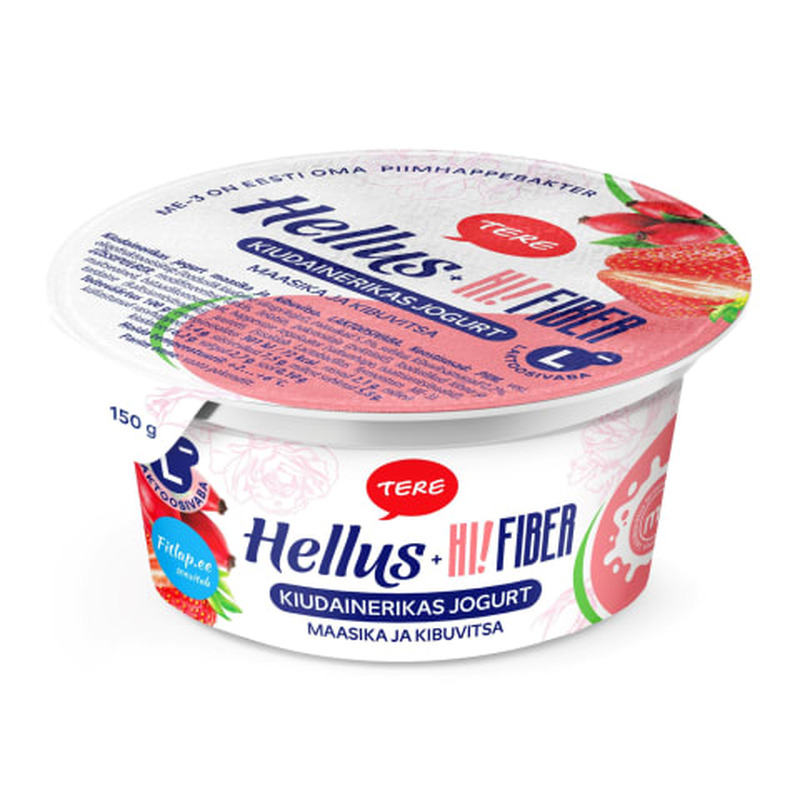 Jogurt laktoosivaba maasika-kibuvitsa Hellus+Hi!Fiber 150g