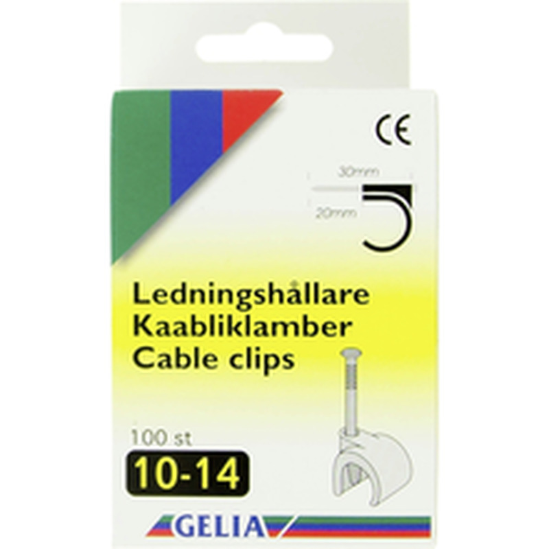 Gelia kaabliklambrid, 10-14 mm, 100 tk, valge