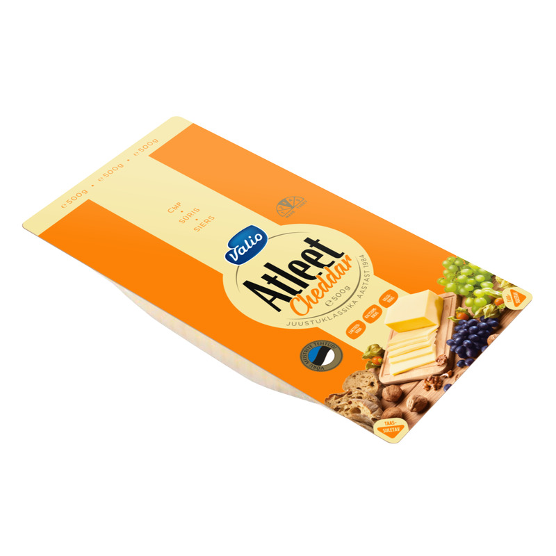 Juust Atleet Cheddar viilutatud, VALIO, 500 g