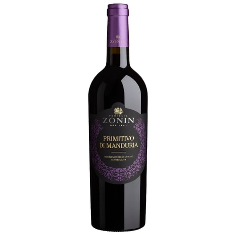 Kaitstud päritolunimetusega vein Zonin Primitivo Di Manduria 14,5%vol 0,75l